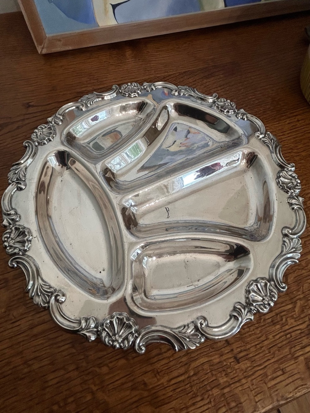 VINTAGE SHEFFIELD REPRODUCTION SILVER PLATED ORNATE SERVING DISH